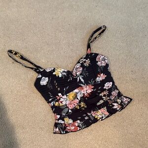 NWOT size XS Floral Black Women's crop Top